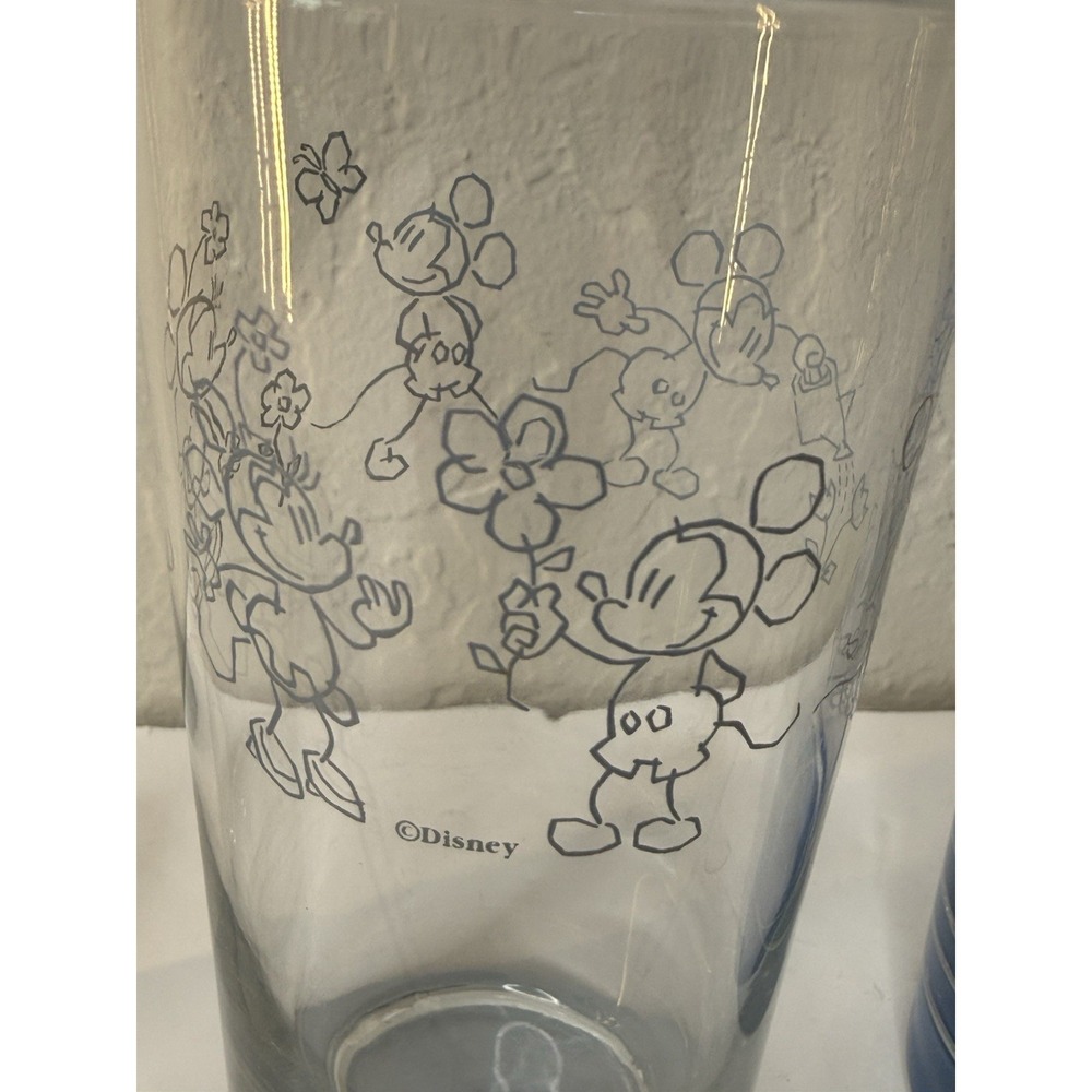 Disney Glass Tall Tumbler Set Of 4 Mickey Mouse Minnie Mouseโ Collectors Love